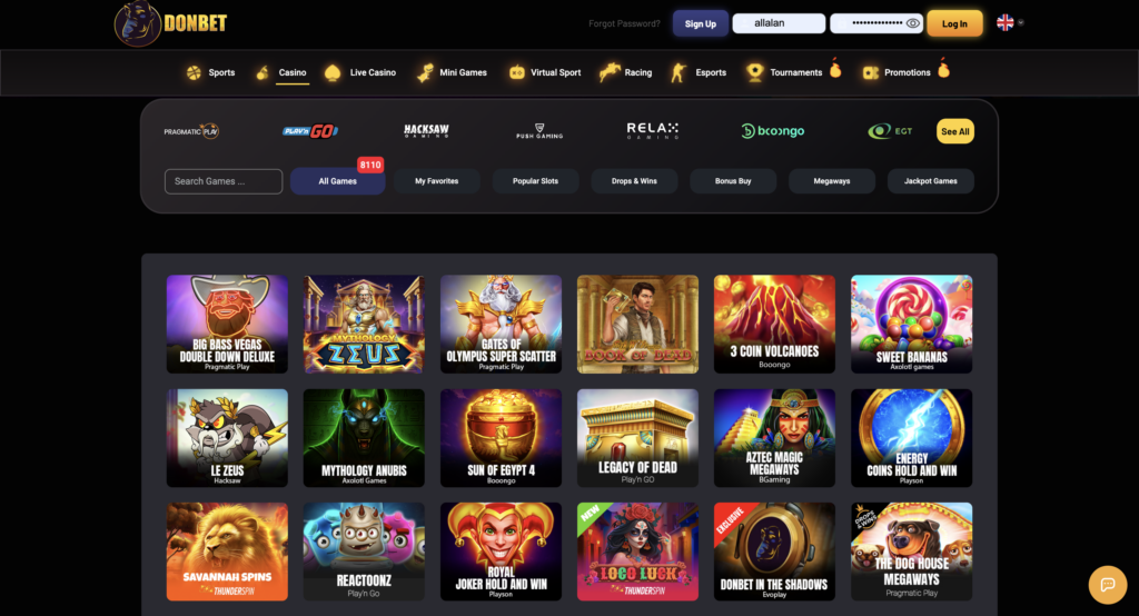 Donbet casino Games