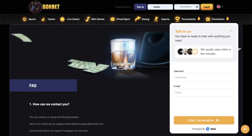 Customer Support Donbet